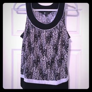 EUC AB Studio Black/White Sleeveless Blouse Sz: XL